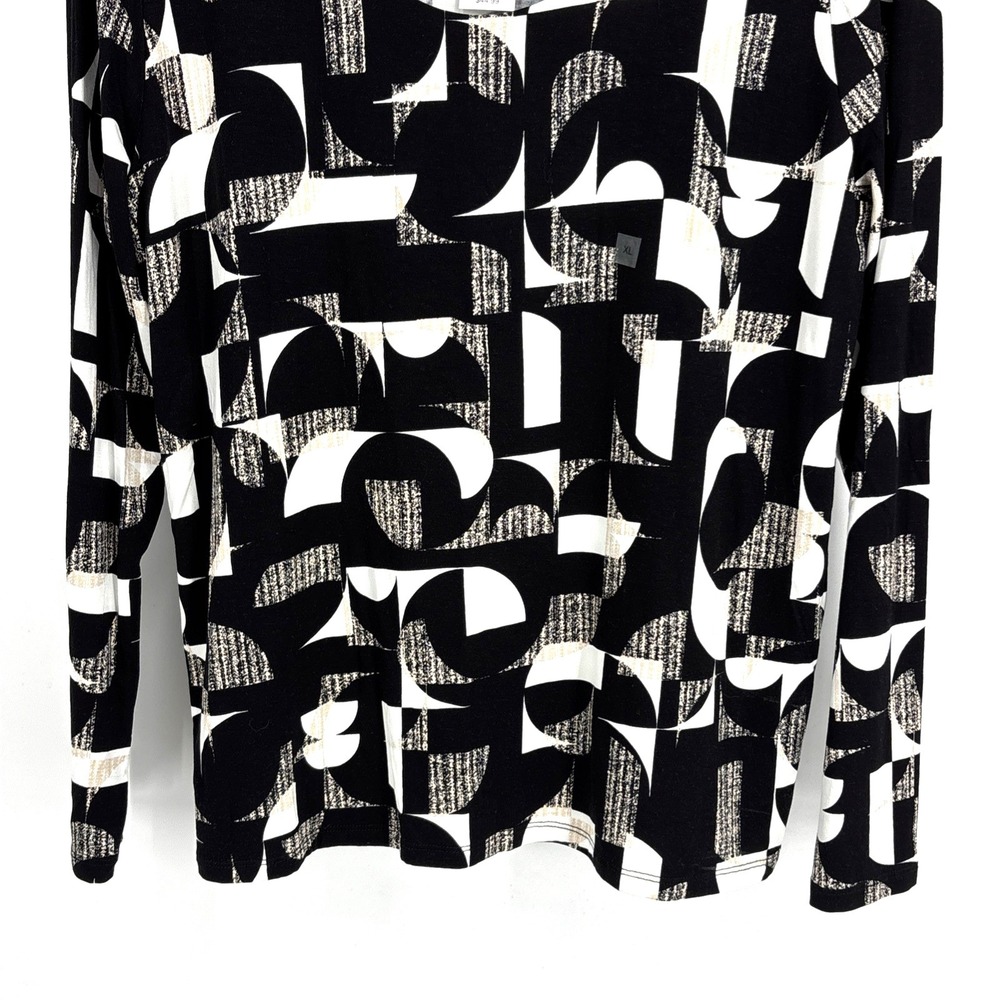 Ann Taylor Women's Black & White Geometric Abstract Top Blouse‎ Sz XL NWT - Picture 3 of 7